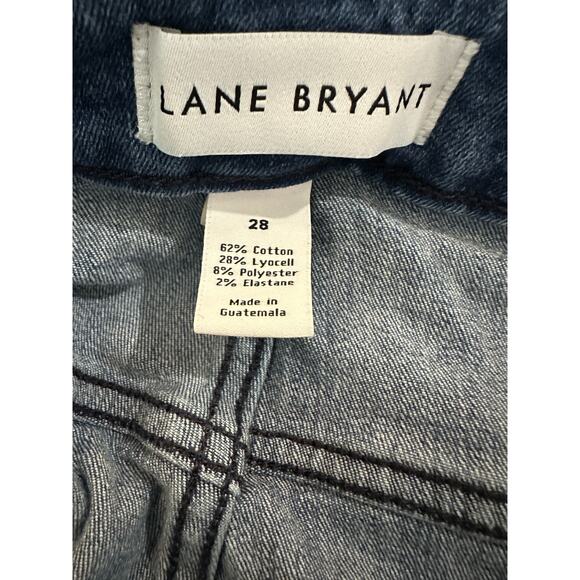 Lane Bryant High Rise Raw Hem Denim Jean Shorts Blue Stretch Womens Plus Size 28 - Picture 5 of 7